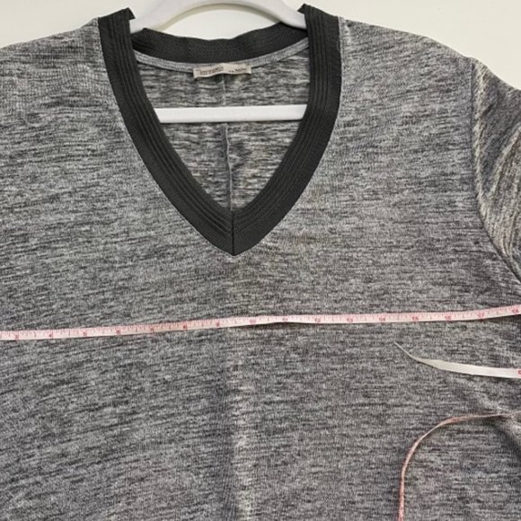 Zara W/B Collection Womens S Black Gray Top Asymmetrical Hem Stretchy V-Neck - Picture 6 of 7